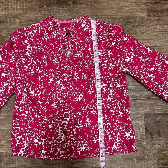 J. Crew Button-front ruffleneck popover in blushing meadow cotton poplin NWT - Picture 6 of 13